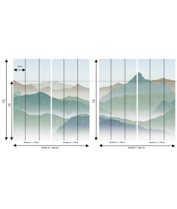 Papier peint panoramique Montagnes Émeraudes 2023