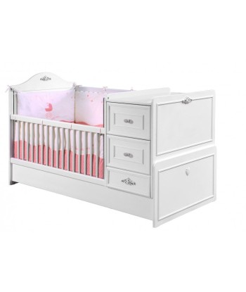 Lit de bébé transformable en palette, pour bébé Romantic Baby Blanc, 160 x 75 cm-160 x 75 cm d'Europe débarque