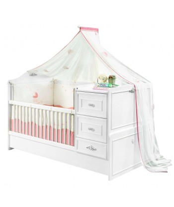 Lit de bébé transformable en palette, pour bébé Romantic Baby Blanc, 160 x 75 cm-160 x 75 cm d'Europe débarque