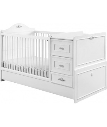 Lit de bébé transformable en palette, pour bébé Romantic Baby Blanc, 160 x 75 cm-160 x 75 cm d'Europe débarque