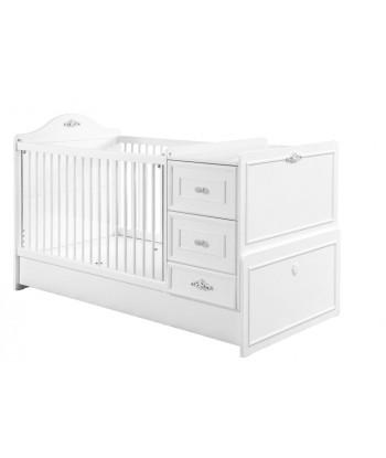 Lit de bébé transformable en palette, pour bébé Romantic Baby Blanc, 160 x 75 cm-160 x 75 cm d'Europe débarque