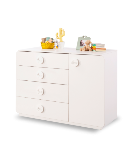 Commode avec 4 tiroirs et 1 porte, pour bébé outlet