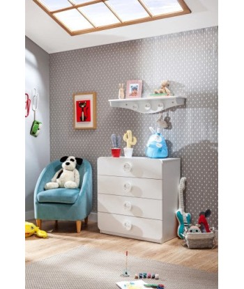 Commode à 4 tiroirs, pour bébé Baby Cotton Blanc Paris Déstockage Promo