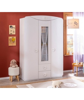 Armoire palette 3 portes et 2 tiroirs, pour bébé Baby Cotton Blanc, l133xA57xH201 cm chez Cornerstreet bien 