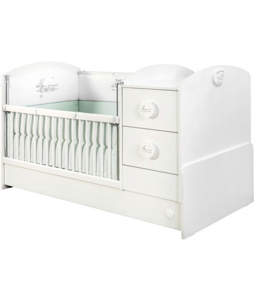 Lit bébé en palette transformable pour bébé Baby Cotton Blanc-160 x 75 cm destockage