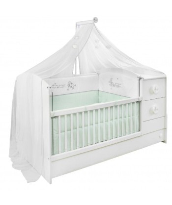 Lit bébé en palette transformable pour bébé Baby Cotton Blanc-160 x 75 cm destockage