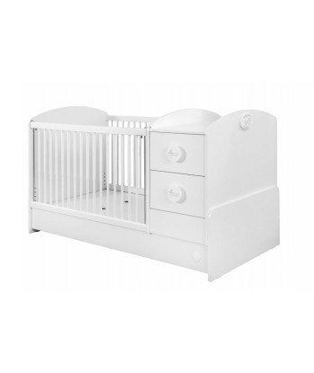 Lit bébé en palette transformable pour bébé Baby Cotton Blanc-160 x 75 cm destockage