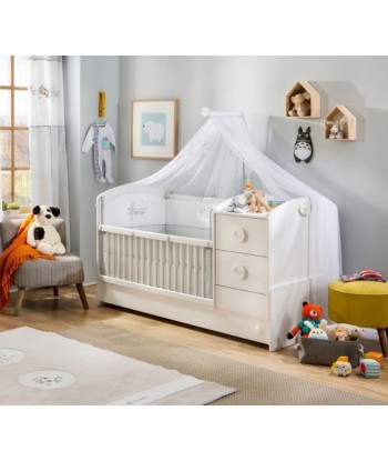 Lit bébé en palette transformable pour bébé Baby Cotton Blanc-160 x 75 cm destockage