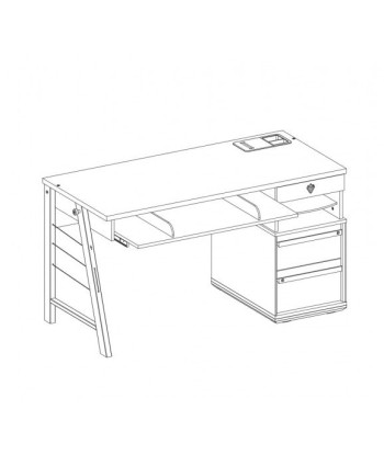 Table de bureau pâle et métal pour jeune, garçon 12-24 ans, Trio Natur / Bleu, l141xA64xH76 cm en stock