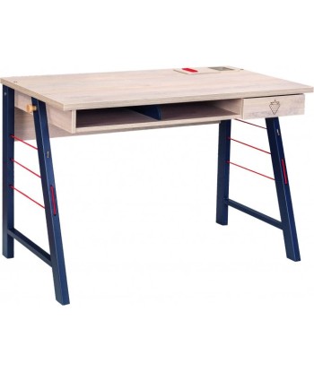 Table de bureau palette et métal pour jeunes, garçons 12-24 ans, Trio Natur / Bleu, l114xA64xH76 cm prix