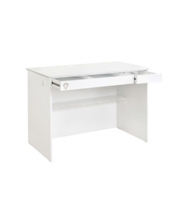 Table de bureau en bois avec 2 tiroirs pour les jeunes Blanc Small, L113xl59xH75 cm soldes