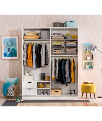 Armoire à palettes avec 2 portes coulissantes pour les jeunes Blanc, l164xA59xH206 cm sur le site 