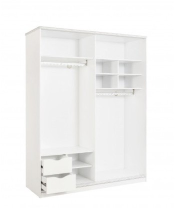 Armoire à palettes avec 2 portes coulissantes pour les jeunes Blanc, l164xA59xH206 cm sur le site 