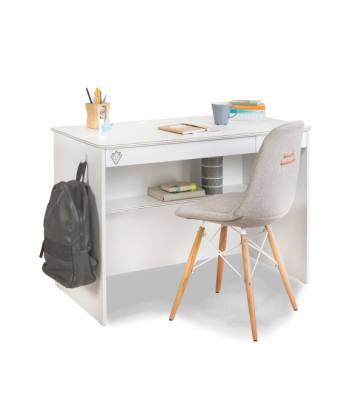 Table de bureau en bois avec 2 tiroirs pour les jeunes Blanc Small, L113xl59xH75 cm soldes