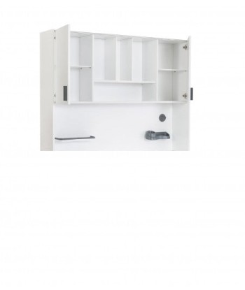 Bibliothèque suspendue en bois avec 2 portes pour jeune Blanc Large, l136xA28xH104 cm Paris Déstockage Promo