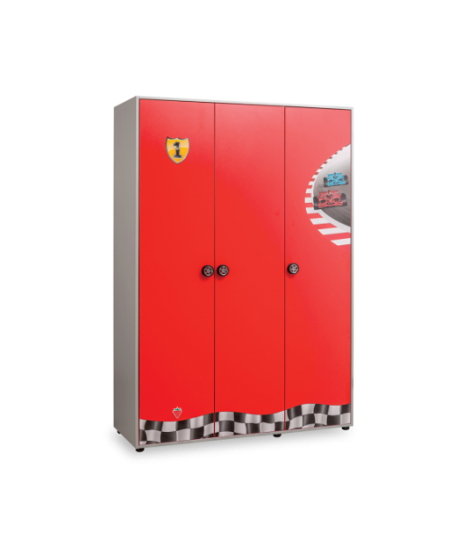 Armoire à 3 portes, pour enfants Race Cup Rouge / Bleu clair, l136xA55xH198 cm les muscles