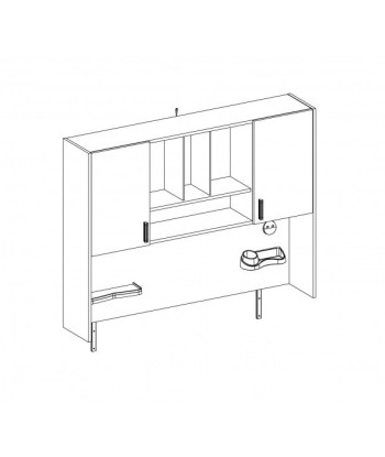 Bibliothèque suspendue en bois avec 2 portes pour jeune Blanc Large, l136xA28xH104 cm Paris Déstockage Promo