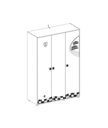 Armoire à 3 portes, pour enfants Race Cup Rouge / Bleu clair, l136xA55xH198 cm les muscles