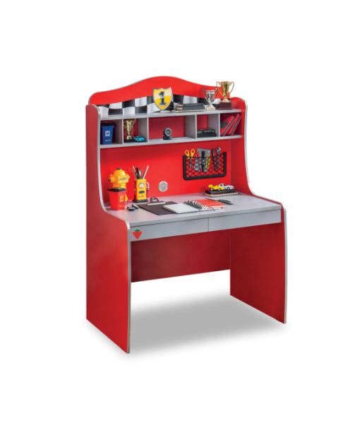 Table de bureau en bois avec étagère et 2 tiroirs, pour enfants Race Cup Rouge, L104xl68xH152 cm acheter en ligne