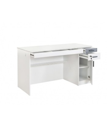 Table de bureau en palette, avec 3 tiroirs et 1 porte pour les jeunes Blanc Large, L138xl58xH75 cm pas cher 