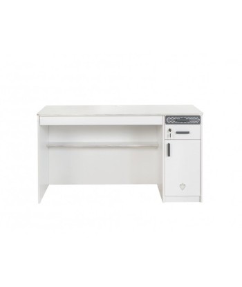 Table de bureau en palette, avec 3 tiroirs et 1 porte pour les jeunes Blanc Large, L138xl58xH75 cm pas cher 