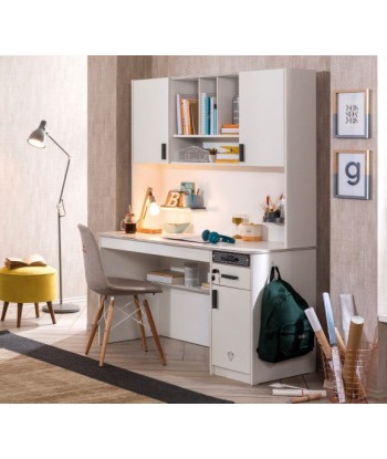 Bibliothèque suspendue en bois avec 2 portes pour jeune Blanc Large, l136xA28xH104 cm Paris Déstockage Promo