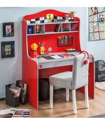 Table de bureau en bois avec étagère et 2 tiroirs, pour enfants Race Cup Rouge, L104xl68xH152 cm acheter en ligne