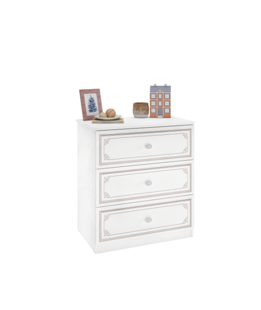 Commode en bois avec 3 tiroirs, pour les jeunes Selena Small Gris Blanc / Gris, l73xA49xH80 cm pour bénéficier 