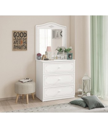 Commode en bois avec 3 tiroirs, pour les jeunes Selena Small Gris Blanc / Gris, l73xA49xH80 cm pour bénéficier 