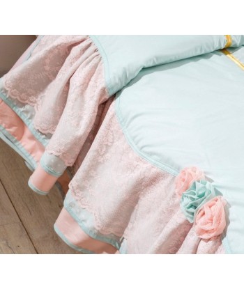 Ensemble lit bébé et 1 oreiller décoratif Paradise Light turquoise / Rose-210 x 220 cm de la marque