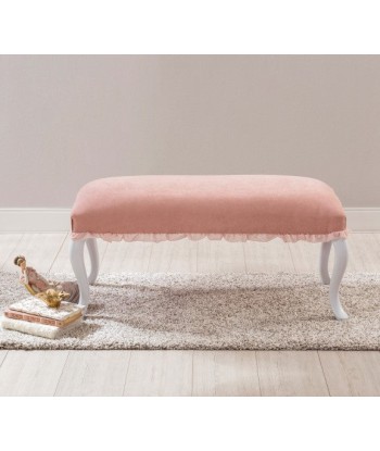 Banc rembourré en tissu et pieds en bois Dream Salmon, l92xA43xH45 cm Fin de série