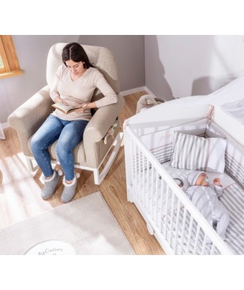 Chaise à bascule rembourrée en tissu, avec pieds en bois beige à bascule / blanc, l81xA85xH104 cm Venez découvrir notre 