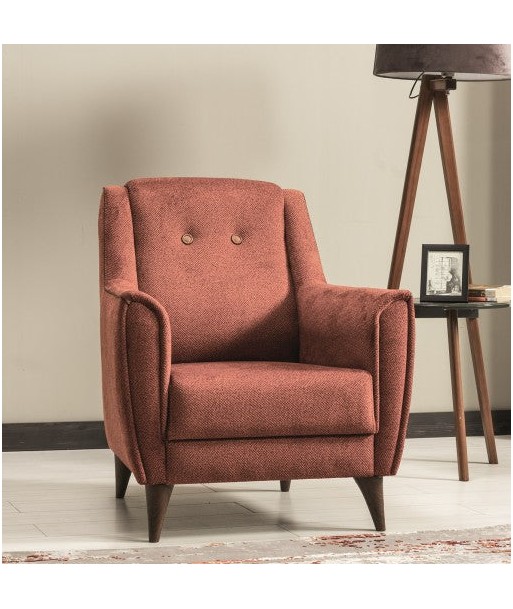 Fauteuil fixe rembourré en tissu Marla Orange K1, l84xA86xH98 cm Livraison rapide