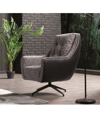 Fauteuil fixe rembourré en tissu et cuir écologique Miranda Gris K1, l78xA82xH101 cm Toutes les collections ici