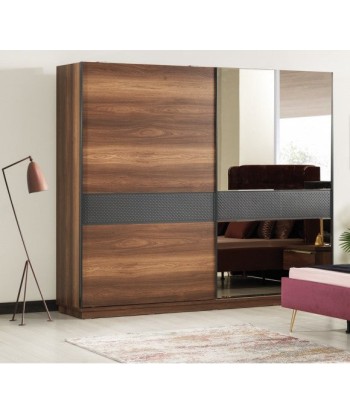 Armoire à palettes avec 2 portes coulissantes et miroir Pietro Nuc / Anthracite, l251xA65xH217 cm offre 