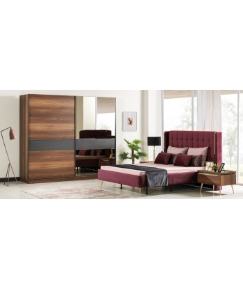 Armoire à palettes avec 2 portes coulissantes et miroir Pietro Nuc / Anthracite, l251xA65xH217 cm offre 