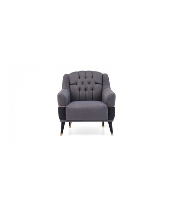 Fauteuil fixe rembourré en tissu et éco-cuir, avec pieds en bois Diamond gris foncé / noir, l84xA89xH92 cm les ligaments