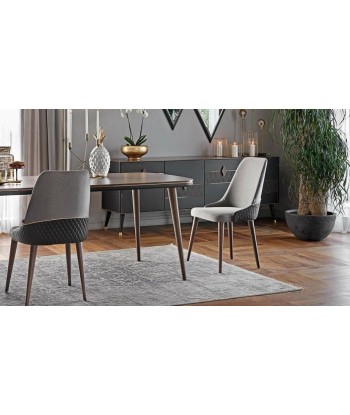 Chaise rembourrée avec tissu et pieds en bois de diamant gris, l51xA50xH93,5 cm store