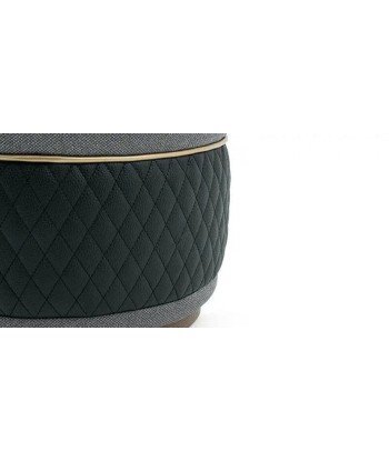 Tabouret rembourré en tissu et cuir écologique Diamond Gris foncé / Noir, Ø42xH43,5 cm les ctes