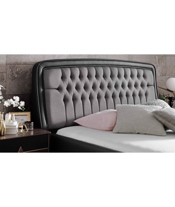 Lit rembourré en cuir écologique et tissu Diamond Gris / Noir-200 x 160 cm JUSQU'A -70%! 