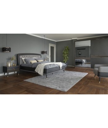 Lit rembourré en cuir écologique et tissu Diamond Gris / Noir-200 x 160 cm JUSQU'A -70%! 