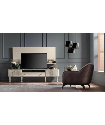 Panneau TV suspendu en MDF et aggloméré Olivia Crem, l220xA27xH70 cm 50-70% off 