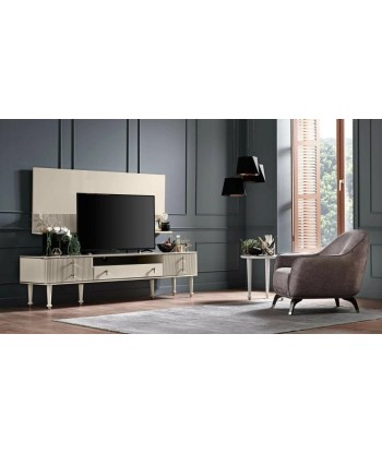 Panneau TV suspendu en MDF et aggloméré Olivia Crem, l220xA27xH70 cm 50-70% off 