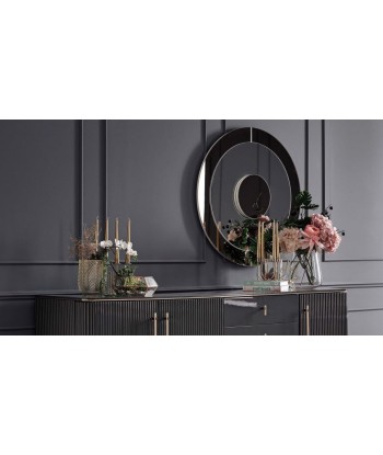 Miroir décoratif avec cadre en MDF Olivia Antracit, Ø100 cm en ligne