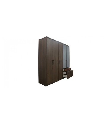 Armoire à palettes avec 5 portes, 3 tiroirs et miroir Matilda Walnut, l223,3xA59,9xH220,6 cm ouvre sa boutique