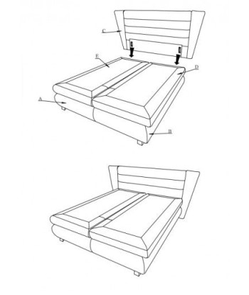 Lit rembourré en tissu Valentino Boxspring Gris clair, surmatelas inclus, 200 x 160 cm de pas cher