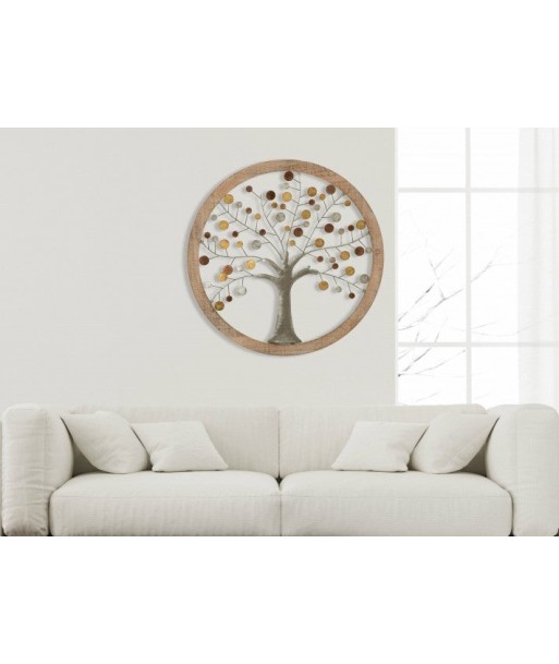 Arbre de vie II Décoration murale en MDF naturel et métal, Ø80 cm la chaussure