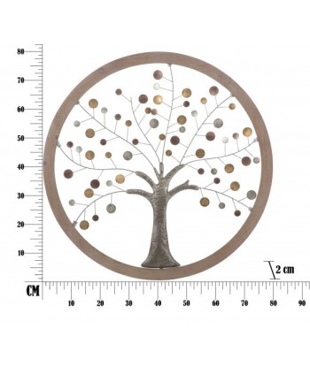 Arbre de vie II Décoration murale en MDF naturel et métal, Ø80 cm la chaussure