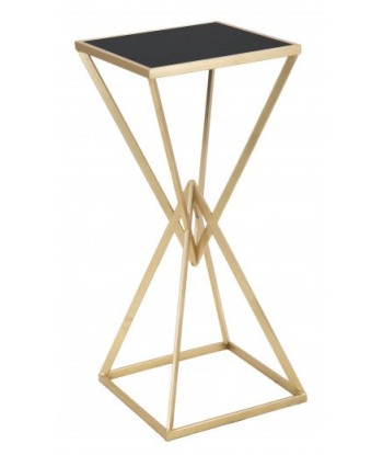 Table de support téléphonique en métal et verre Pyramid Tall Or / Noir, L35xl35xH80 cm en linge