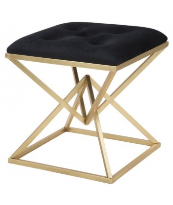 Tabouret rembourré avec pieds en tissu et métal Pyramid Noir / Doré, l45xA45xH48 cm offre 